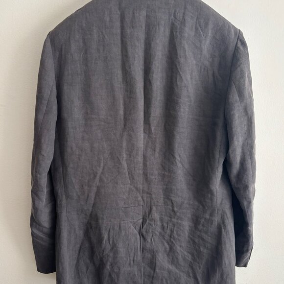 John Varvatos Grey/Brown Peak Lapel Single Button Linen Sport Coat/ Blazer - 40 - Picture 8 of 13